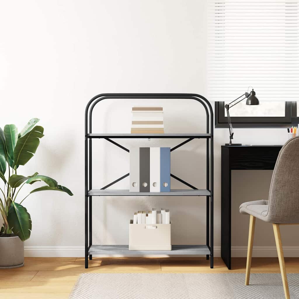 Bookshelf 3-Tier 80 x 30 x 109 cm Engineered wood Grey Sonoma
