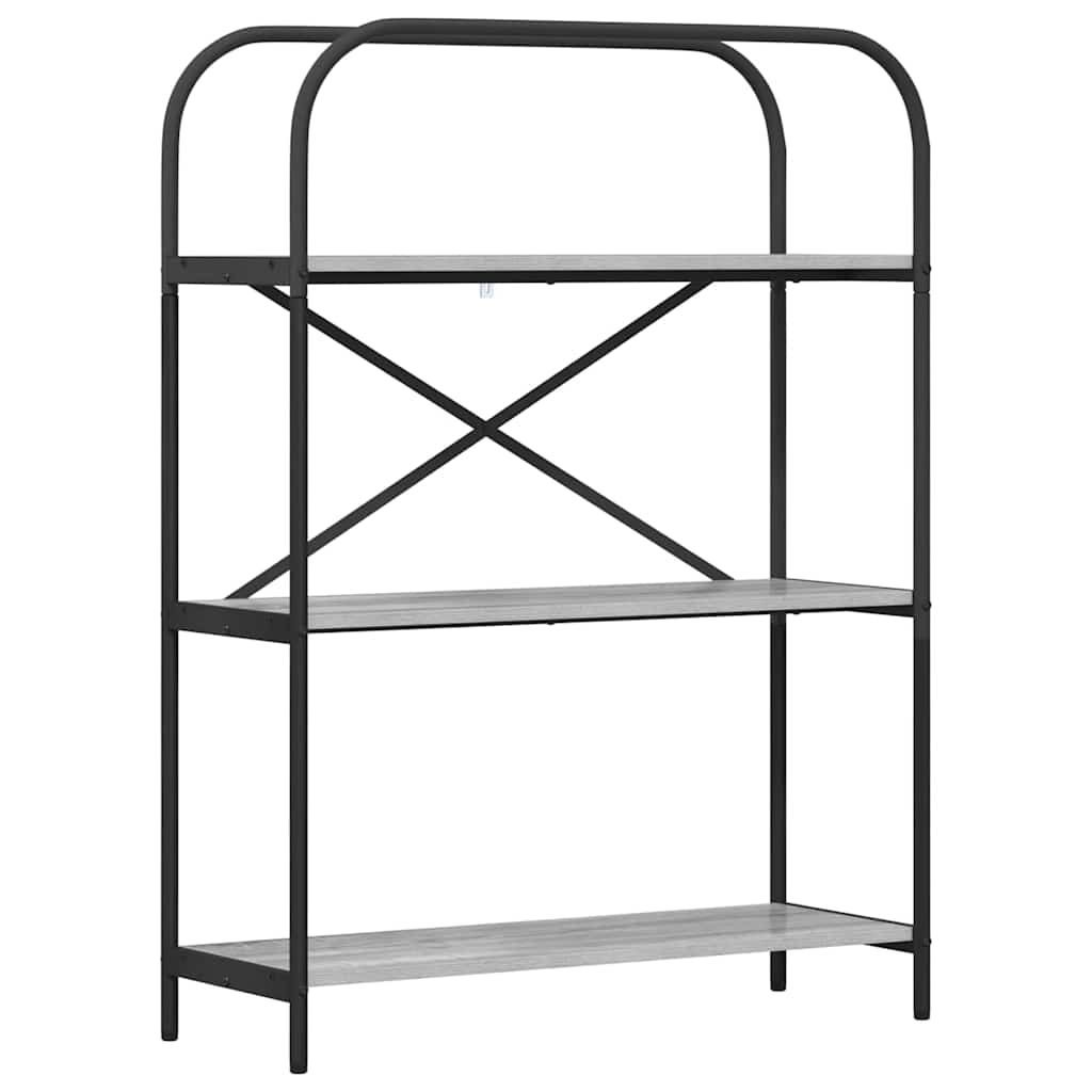 Bookshelf 3-Tier 80 x 30 x 109 cm Engineered wood Grey Sonoma