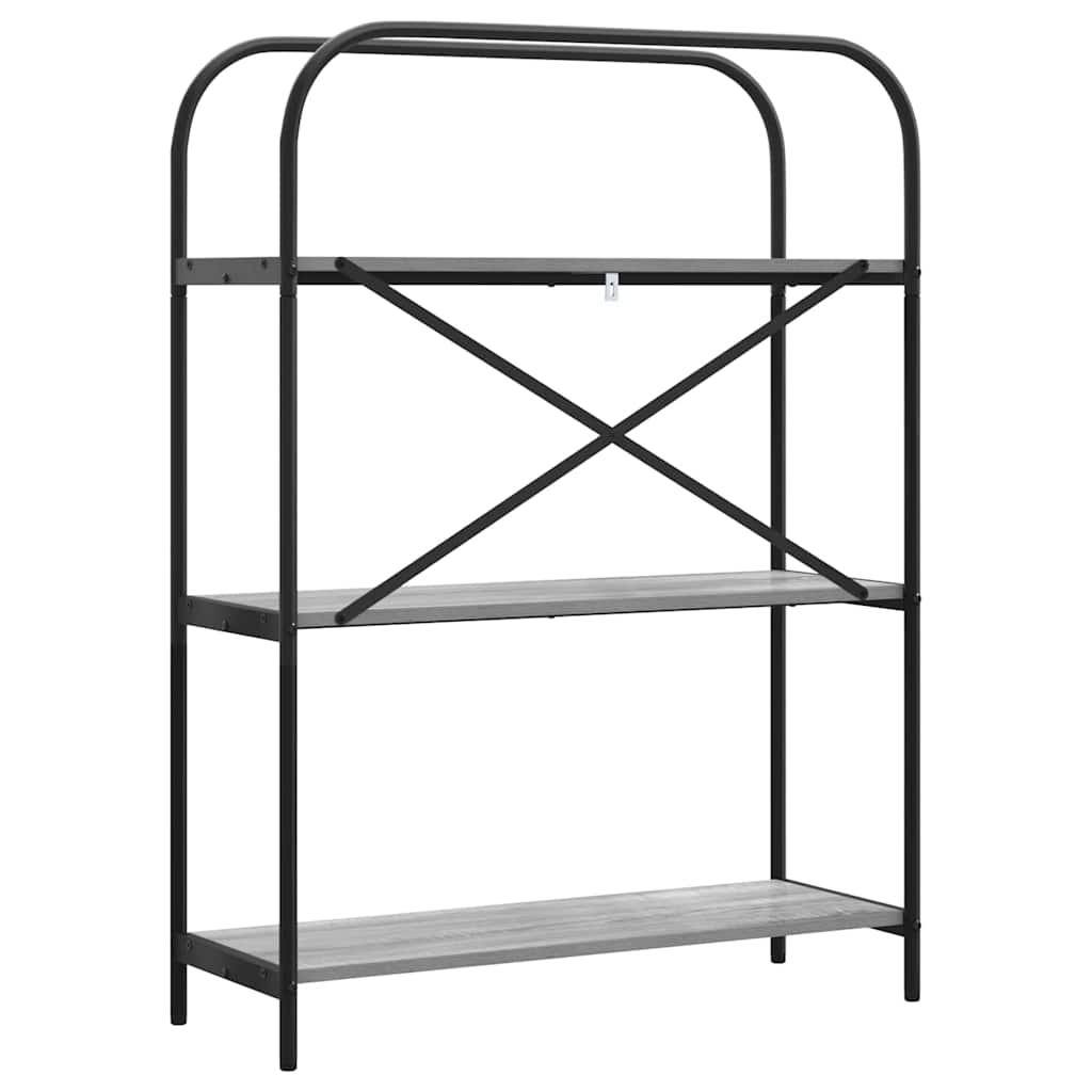 Bookshelf 3-Tier 80 x 30 x 109 cm Engineered wood Grey Sonoma