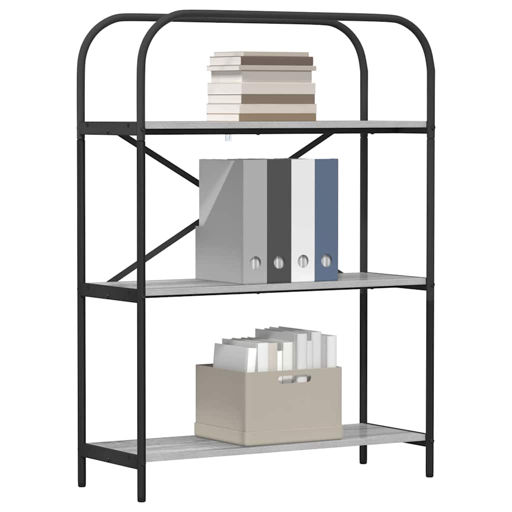 Bookshelf 3-Tier 80 x 30 x 109 cm Engineered wood Grey Sonoma
