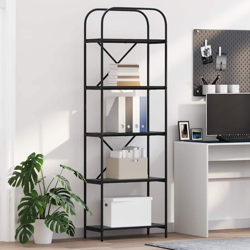 Bookshelf 5-Tier 60 x 30 x 183 cm Engineered wood Black Oak