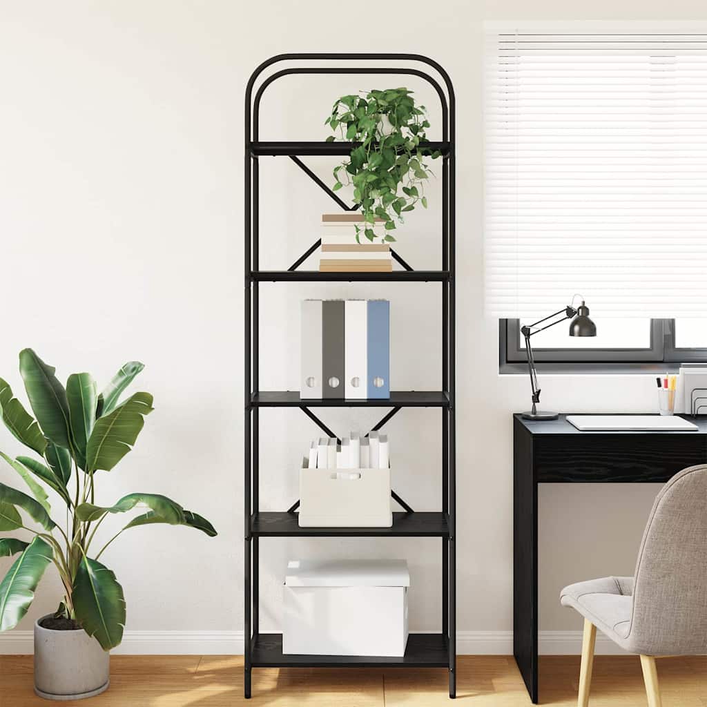 Bookshelf 5-Tier 60 x 30 x 183 cm Engineered wood Black Oak