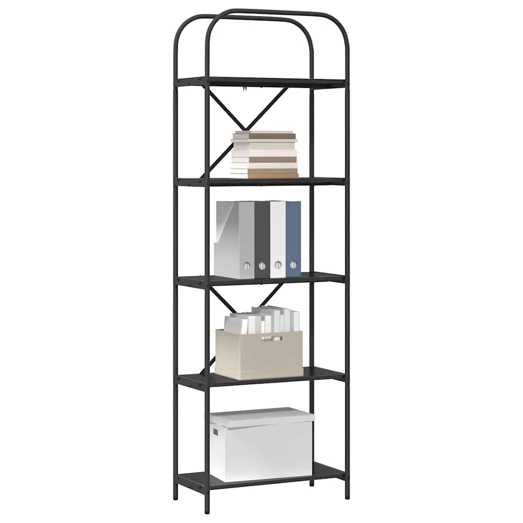 Bookshelf 5-Tier 60 x 30 x 183 cm Engineered wood Black Oak