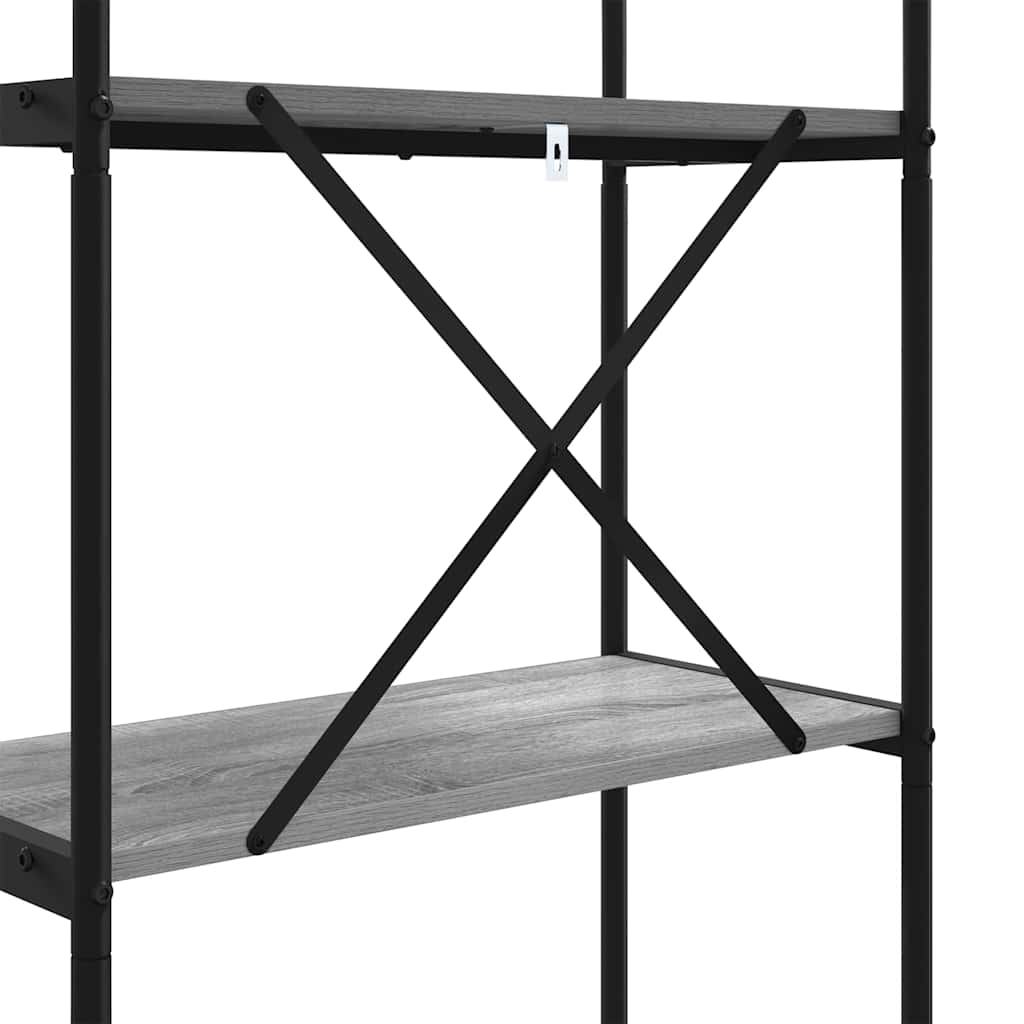 Bookshelf 5-Tier 60 x 30 x 183 cm Engineered wood Grey Sonoma