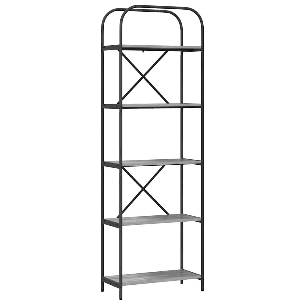 Bookshelf 5-Tier 60 x 30 x 183 cm Engineered wood Grey Sonoma