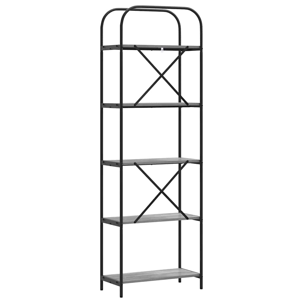 Bookshelf 5-Tier 60 x 30 x 183 cm Engineered wood Grey Sonoma