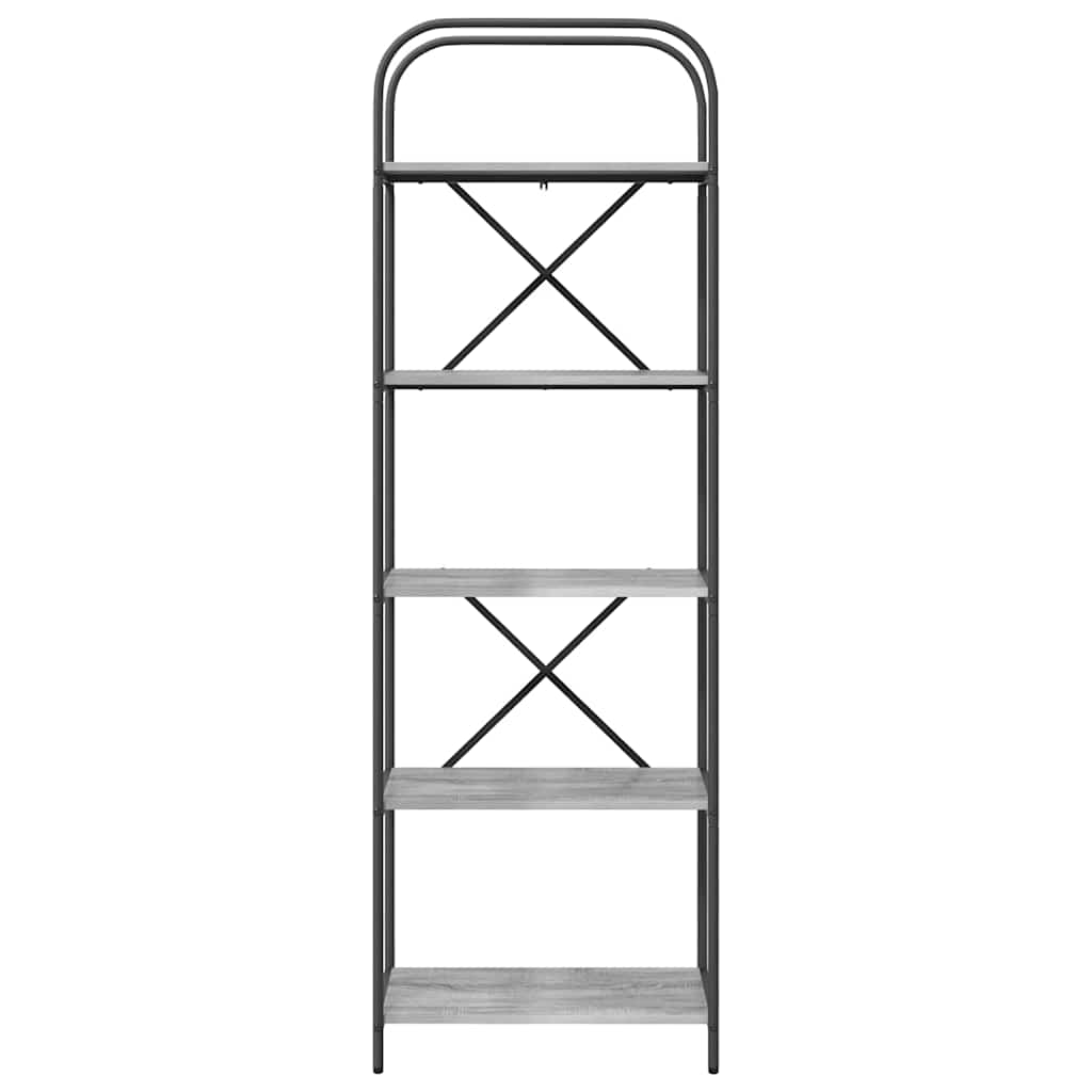 Bookshelf 5-Tier 60 x 30 x 183 cm Engineered wood Grey Sonoma