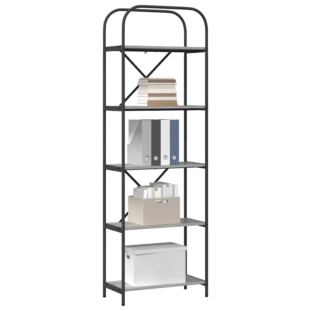 Bookshelf 5-Tier 60 x 30 x 183 cm Engineered wood Grey Sonoma