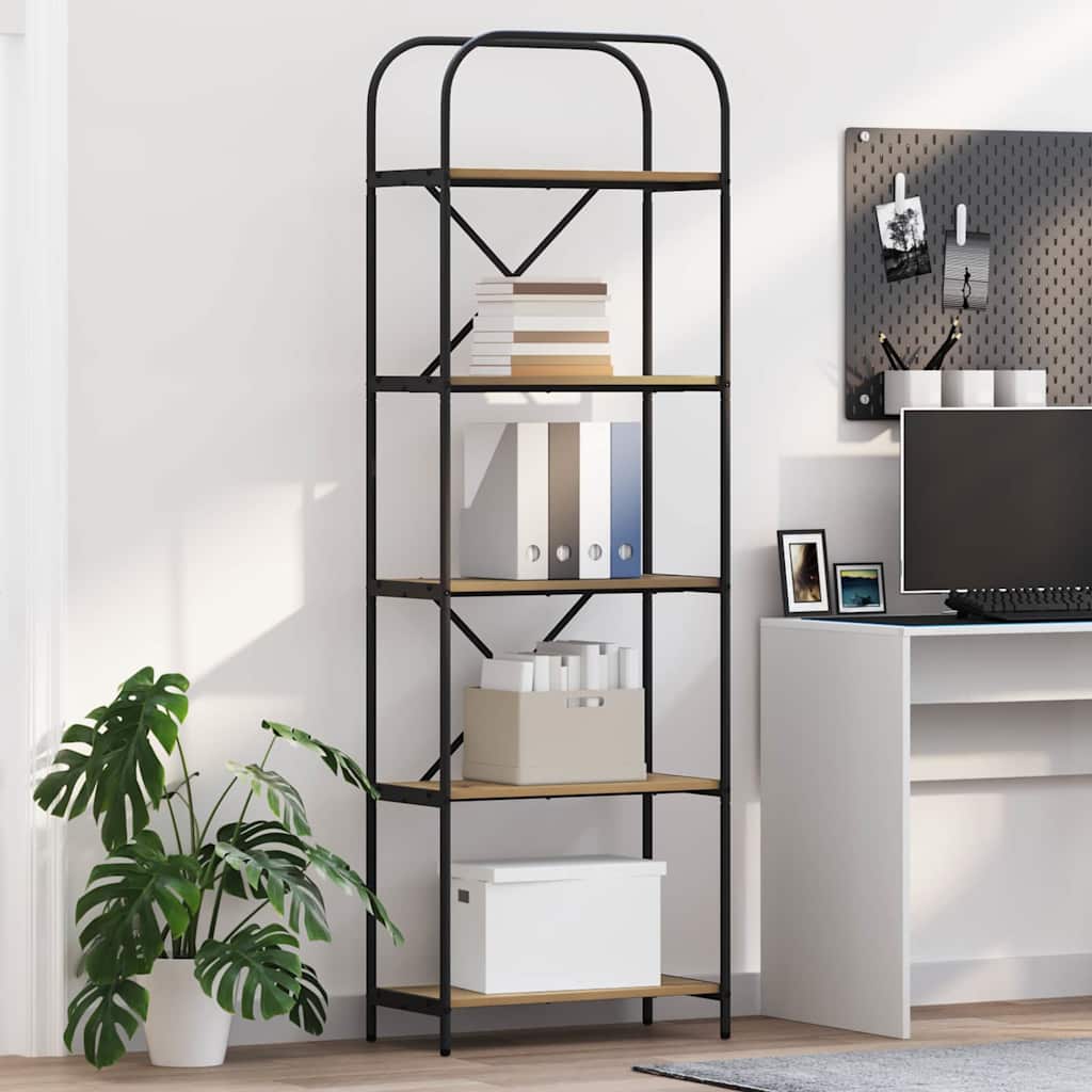 Bookshelf 5-Tier 60 x 30 x 183 cm Engineered wood Artisan Oak