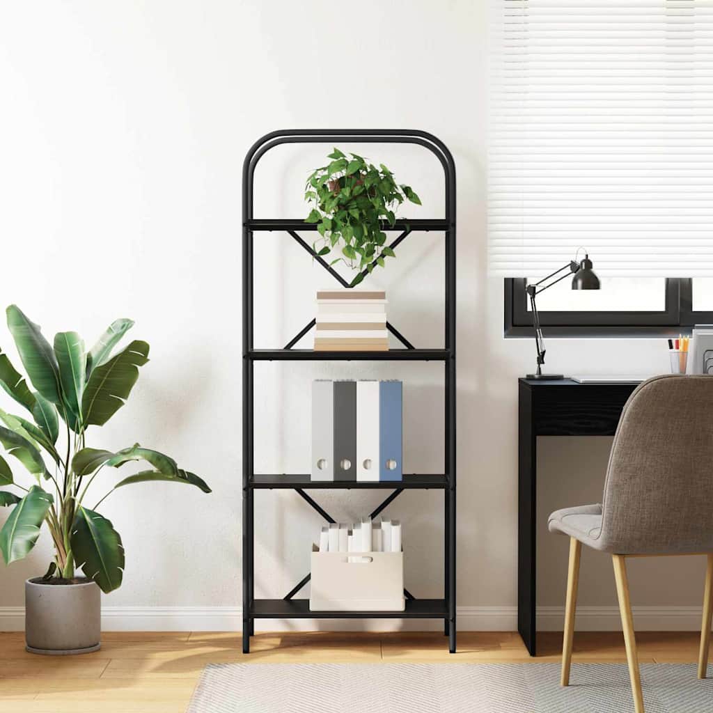 Bookshelf 4-Tier 60 x 30 x 146 cm Engineered wood Black Oak