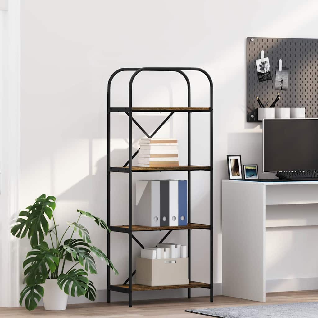 Bookshelf 4-Tier 60 x 30 x 146 cm Engineered wood Smoked Oak