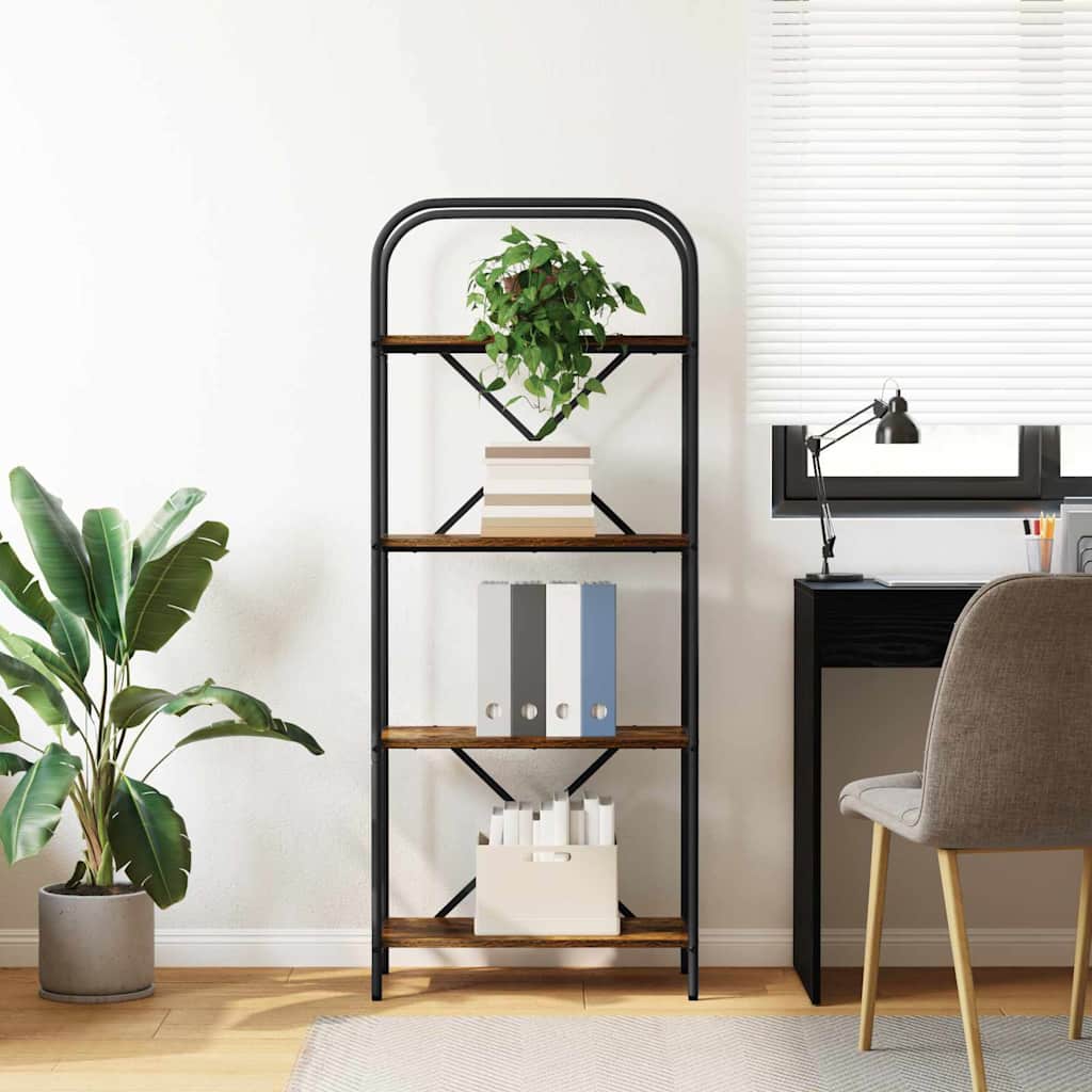 Bookshelf 4-Tier 60 x 30 x 146 cm Engineered wood Smoked Oak