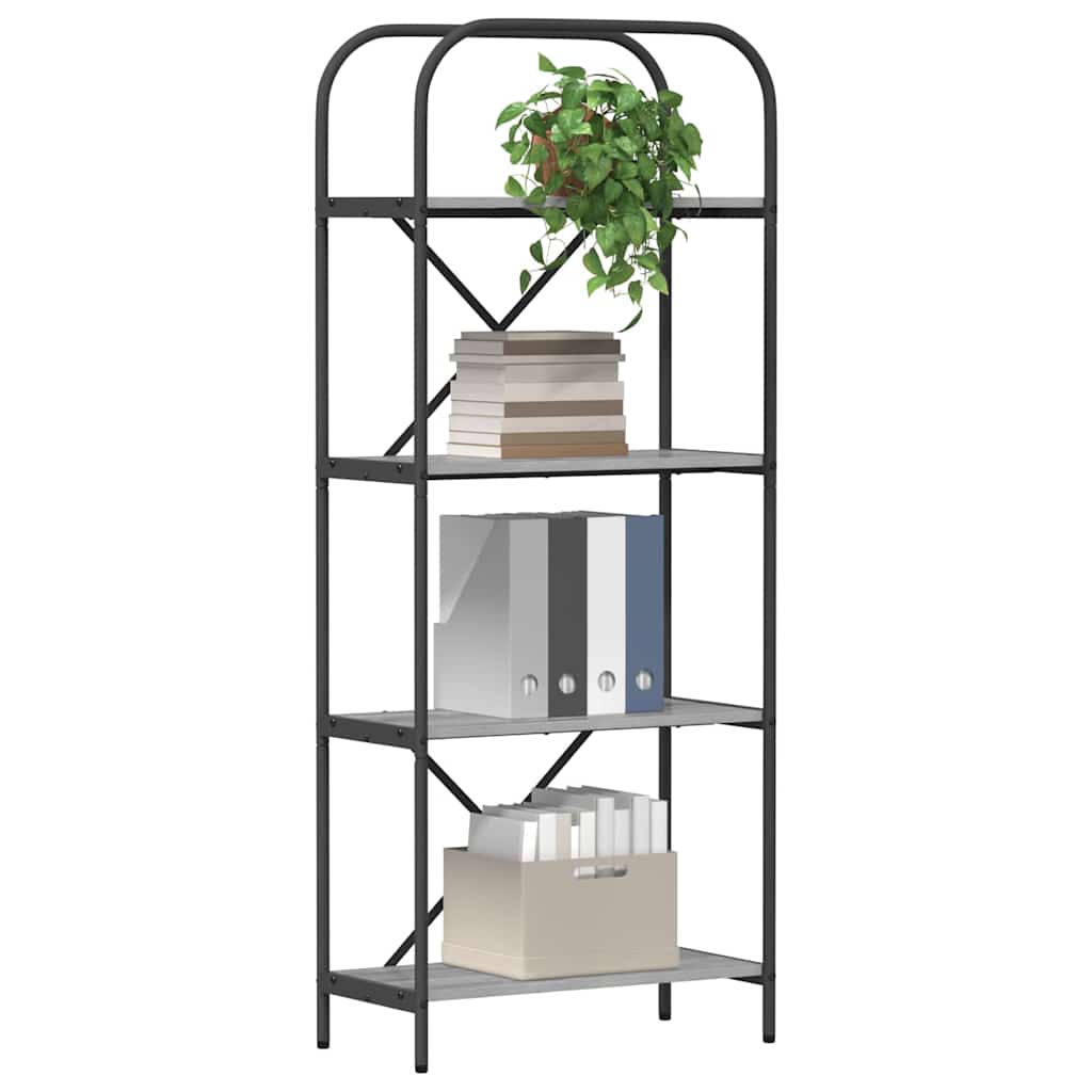 Bookshelf 4-Tier 60 x 30 x 146 cm Engineered wood Grey Sonoma