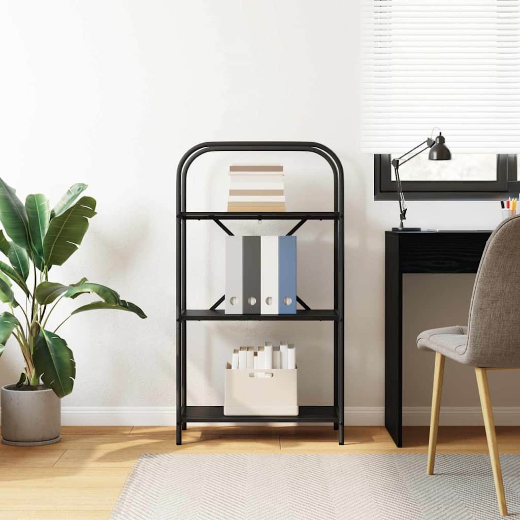 Bookshelf 3-Tier 60 x 30 x 109 cm Engineered wood Black Oak