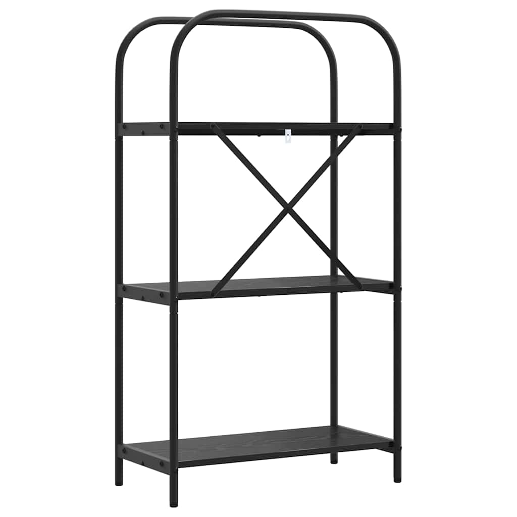 Bookshelf 3-Tier 60 x 30 x 109 cm Engineered wood Black Oak