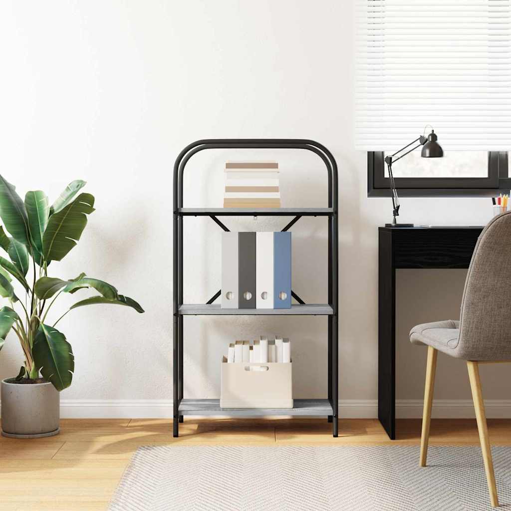 Bookshelf 3-Tier 60 x 30 x 109 cm Engineered wood Grey Sonoma