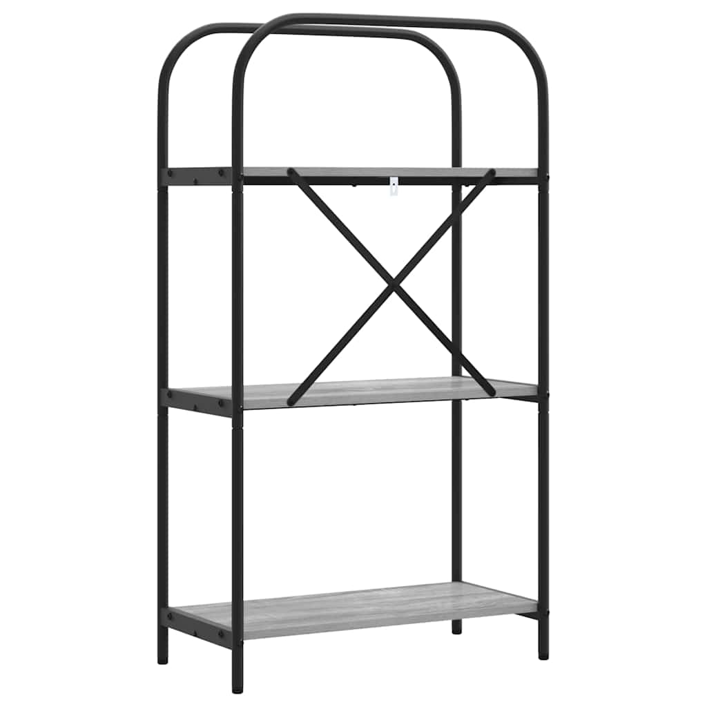 Bookshelf 3-Tier 60 x 30 x 109 cm Engineered wood Grey Sonoma