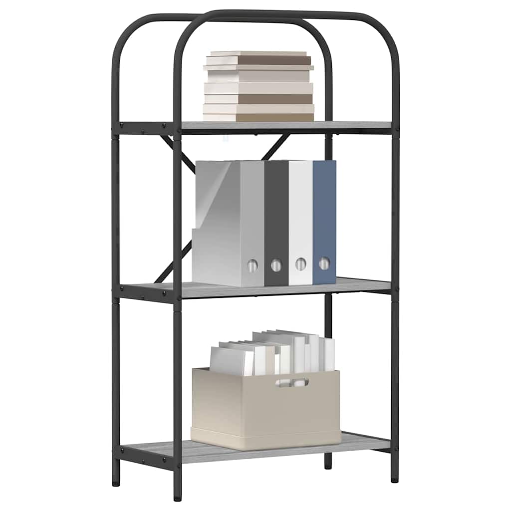 Bookshelf 3-Tier 60 x 30 x 109 cm Engineered wood Grey Sonoma