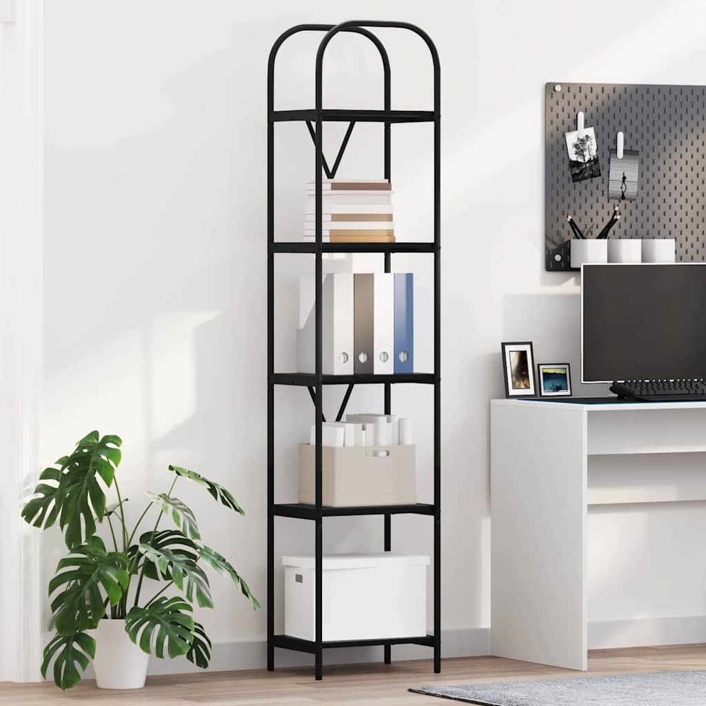 Bookshelf 5-Tier 40 x 30 x 183 cm Engineered wood Black Oak