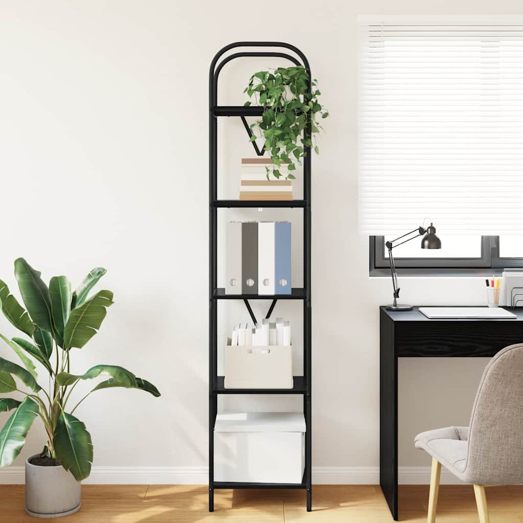Bookshelf 5-Tier 40 x 30 x 183 cm Engineered wood Black Oak