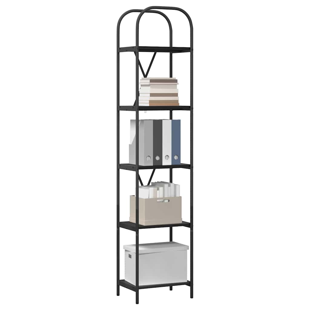 Bookshelf 5-Tier 40 x 30 x 183 cm Engineered wood Black Oak