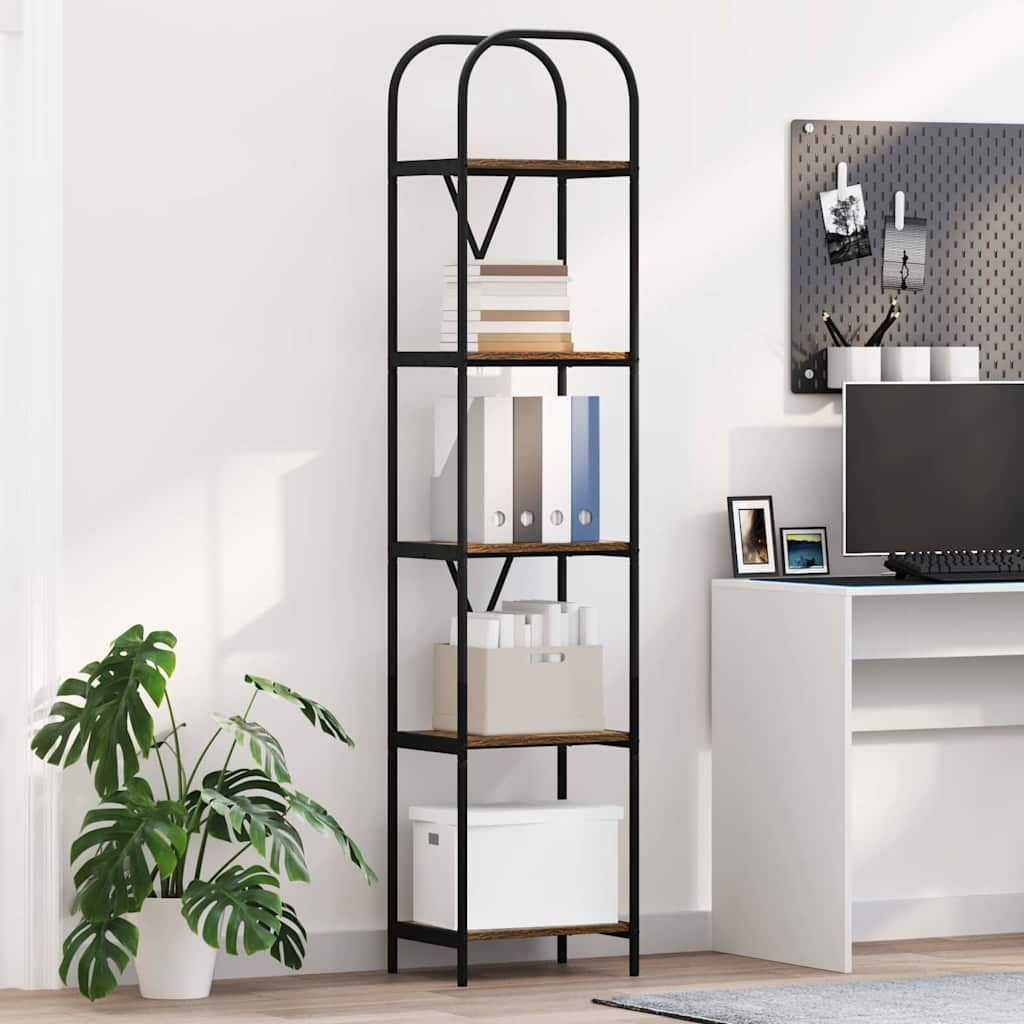 Bookshelf 5-Tier 40 x 30 x 183 cm Engineered wood Smoked Oak