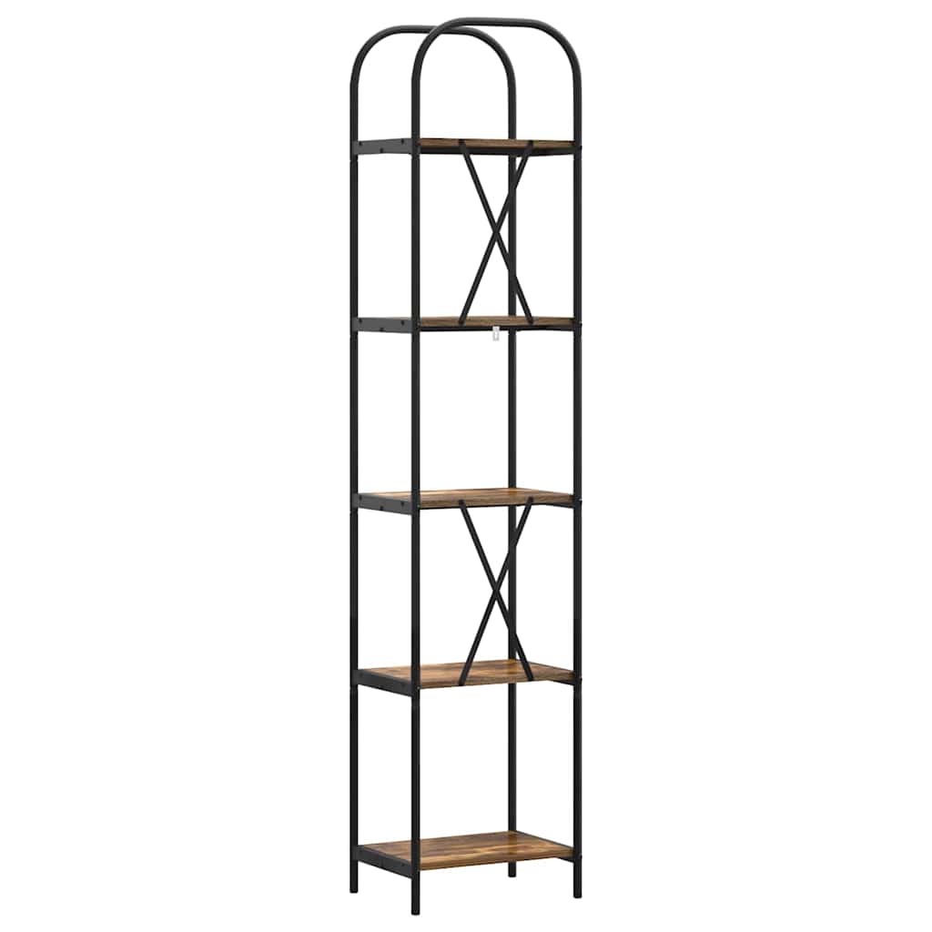 Bookshelf 5-Tier 40 x 30 x 183 cm Engineered wood Smoked Oak