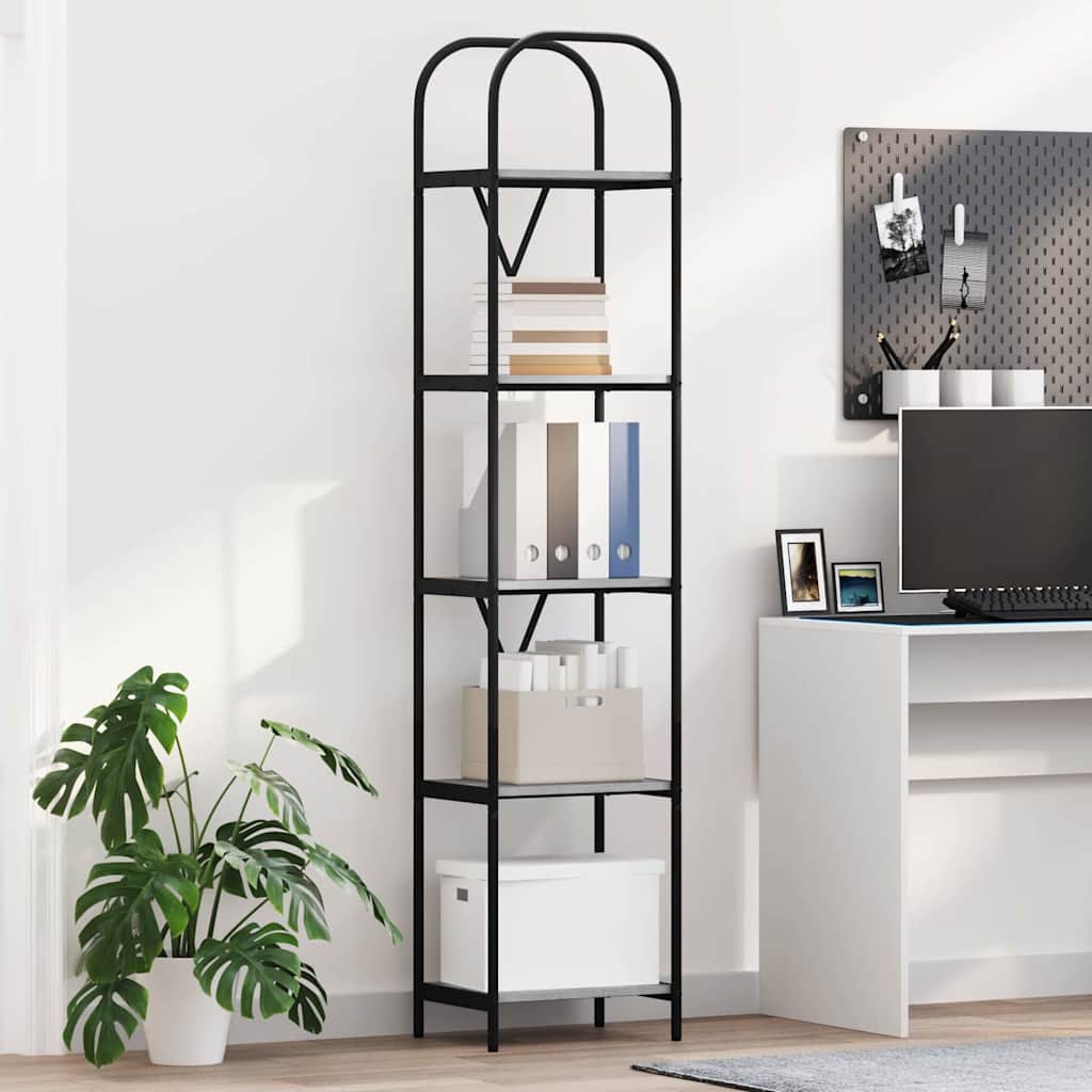 Bookshelf 5-Tier 40 x 30 x 183 cm Engineered wood Grey Sonoma