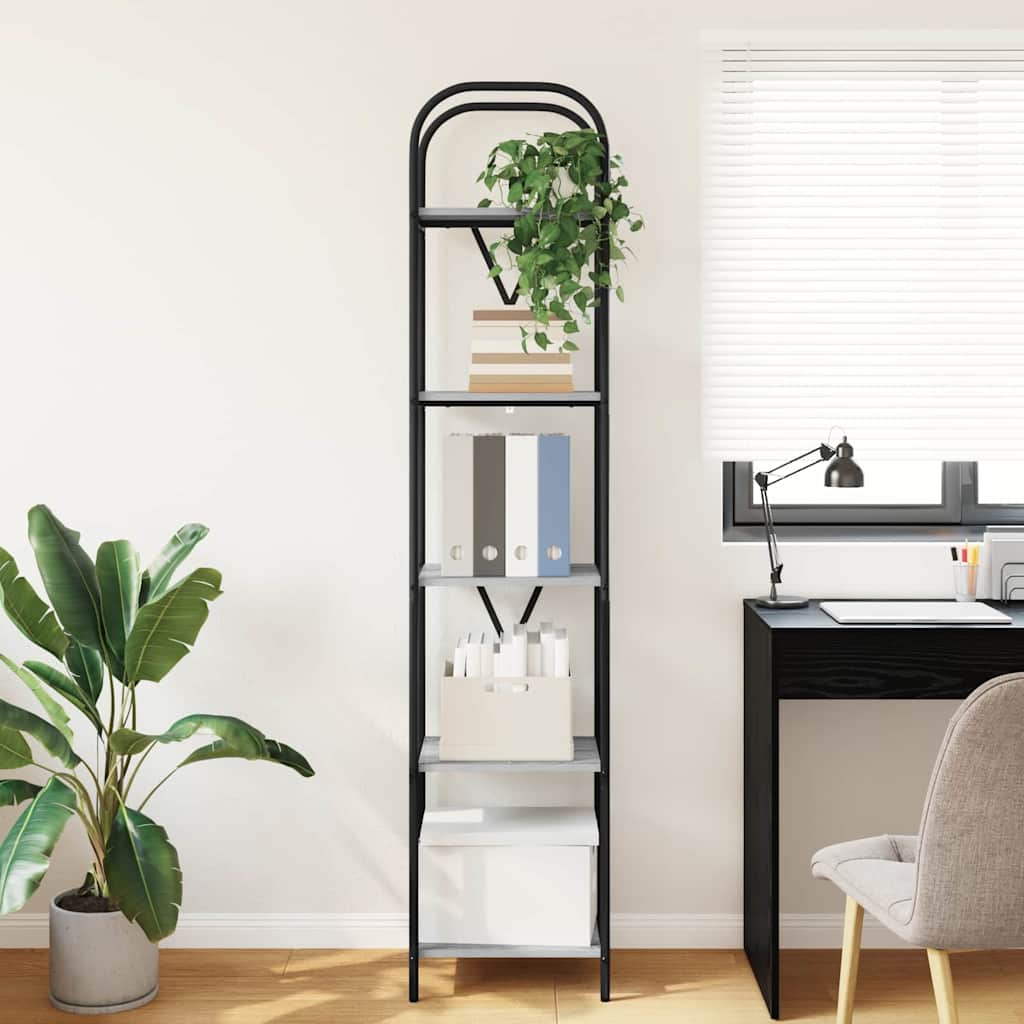 Bookshelf 5-Tier 40 x 30 x 183 cm Engineered wood Grey Sonoma