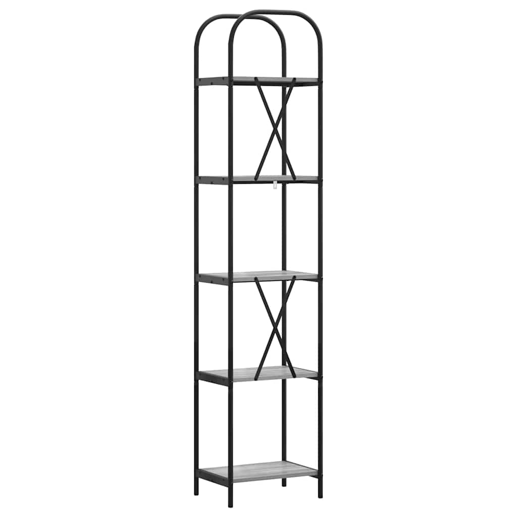 Bookshelf 5-Tier 40 x 30 x 183 cm Engineered wood Grey Sonoma