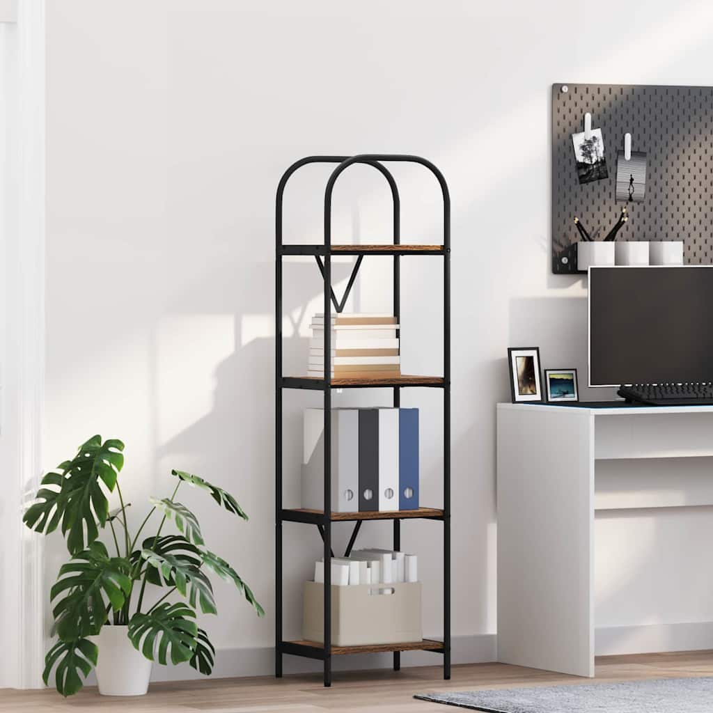 Bookshelf 4-Tier 40 x 30 x 146 cm Engineered wood Smoked Oak