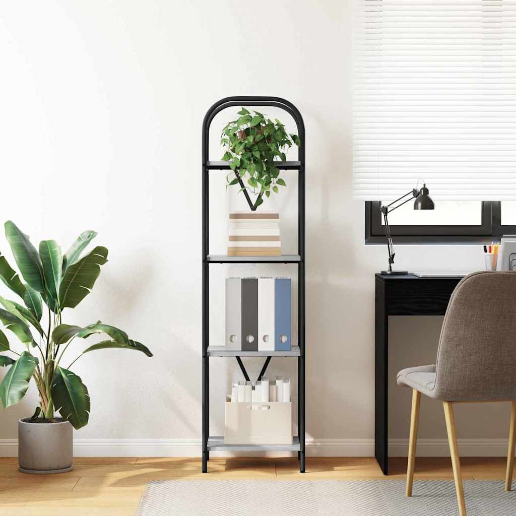 Bookshelf 4-Tier 40 x 30 x 146 cm Engineered wood Grey Sonoma