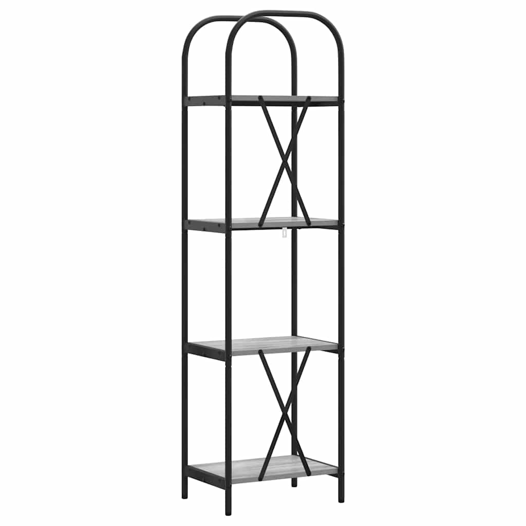 Bookshelf 4-Tier 40 x 30 x 146 cm Engineered wood Grey Sonoma