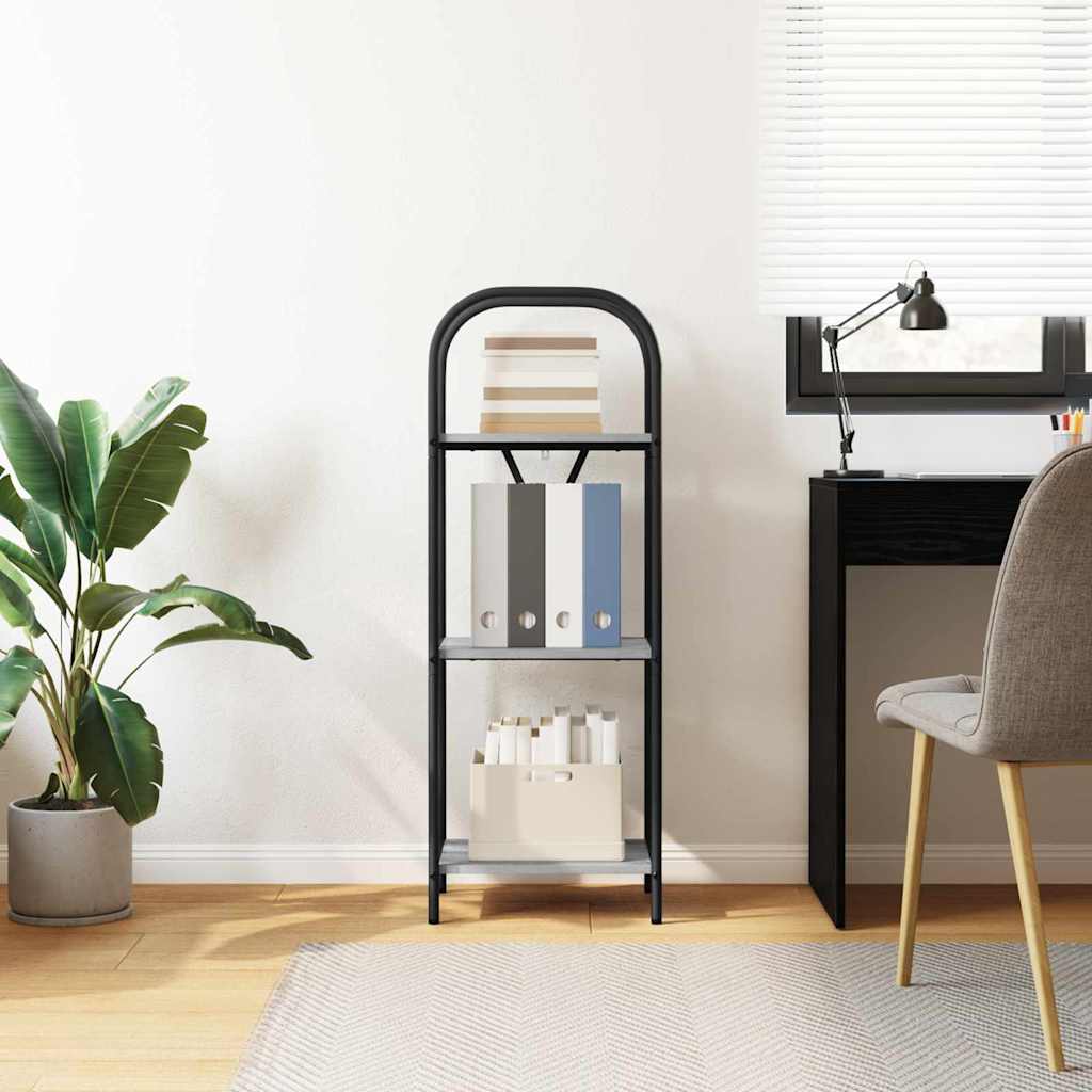 Bookshelf 3-Tier 40 x 30 x 109 cm Engineered wood Grey Sonoma