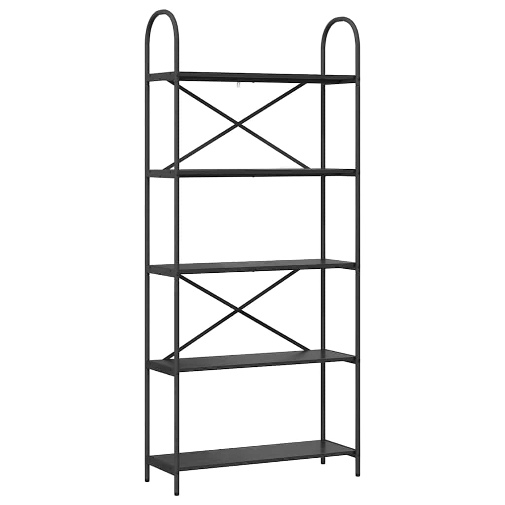 Bookshelf 5-Tier 80 x 30 x 183 cm Engineered wood Black Oak