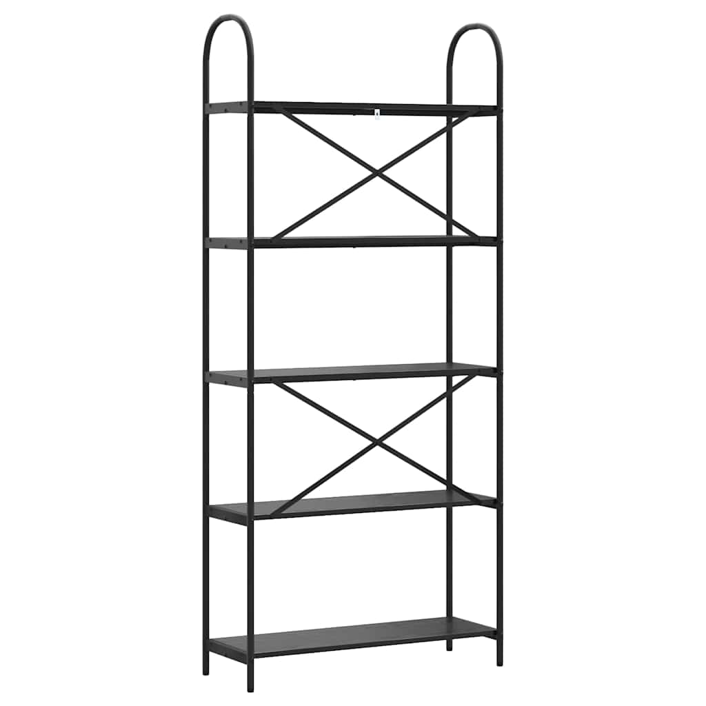 Bookshelf 5-Tier 80 x 30 x 183 cm Engineered wood Black Oak