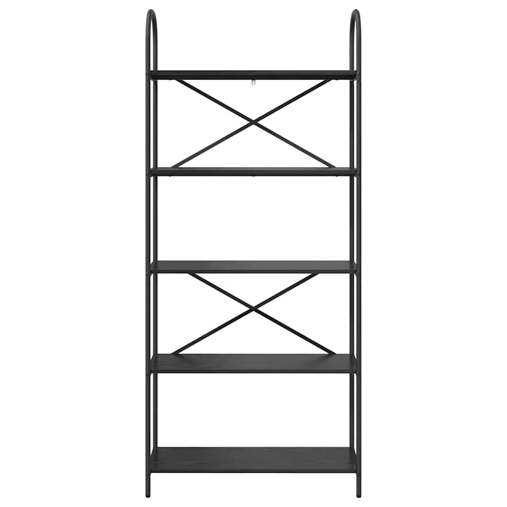 Bookshelf 5-Tier 80 x 30 x 183 cm Engineered wood Black Oak