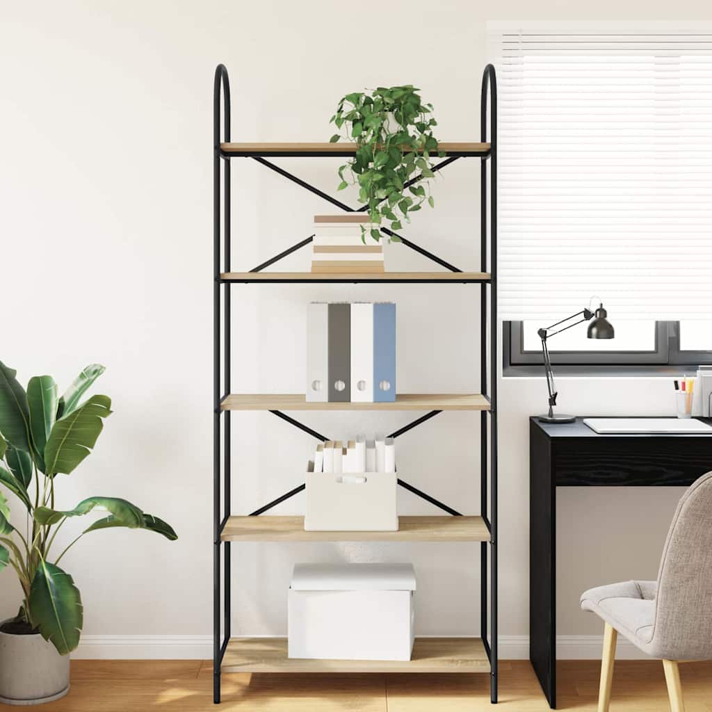 Bookshelf 5-Tier 80 x 30 x 183 cm Engineered wood Sonoma Oak