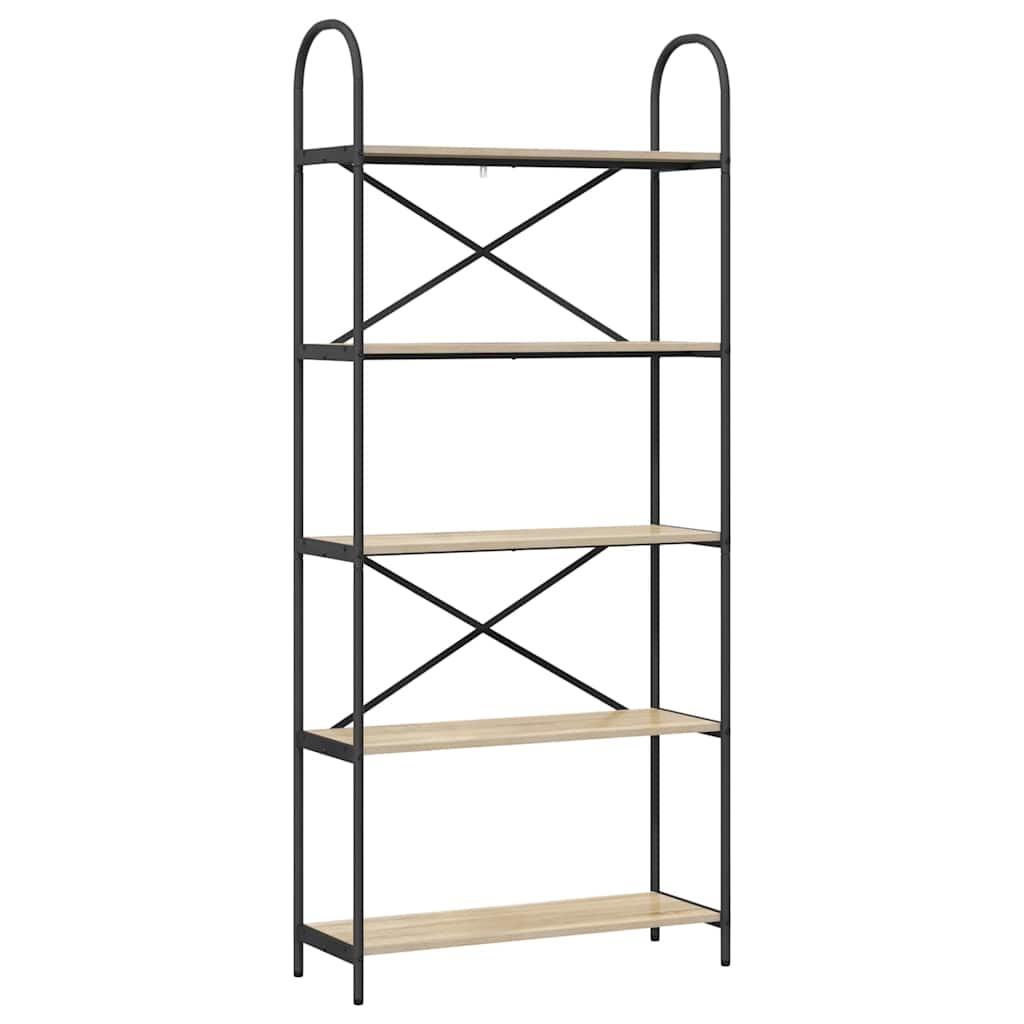 Bookshelf 5-Tier 80 x 30 x 183 cm Engineered wood Sonoma Oak