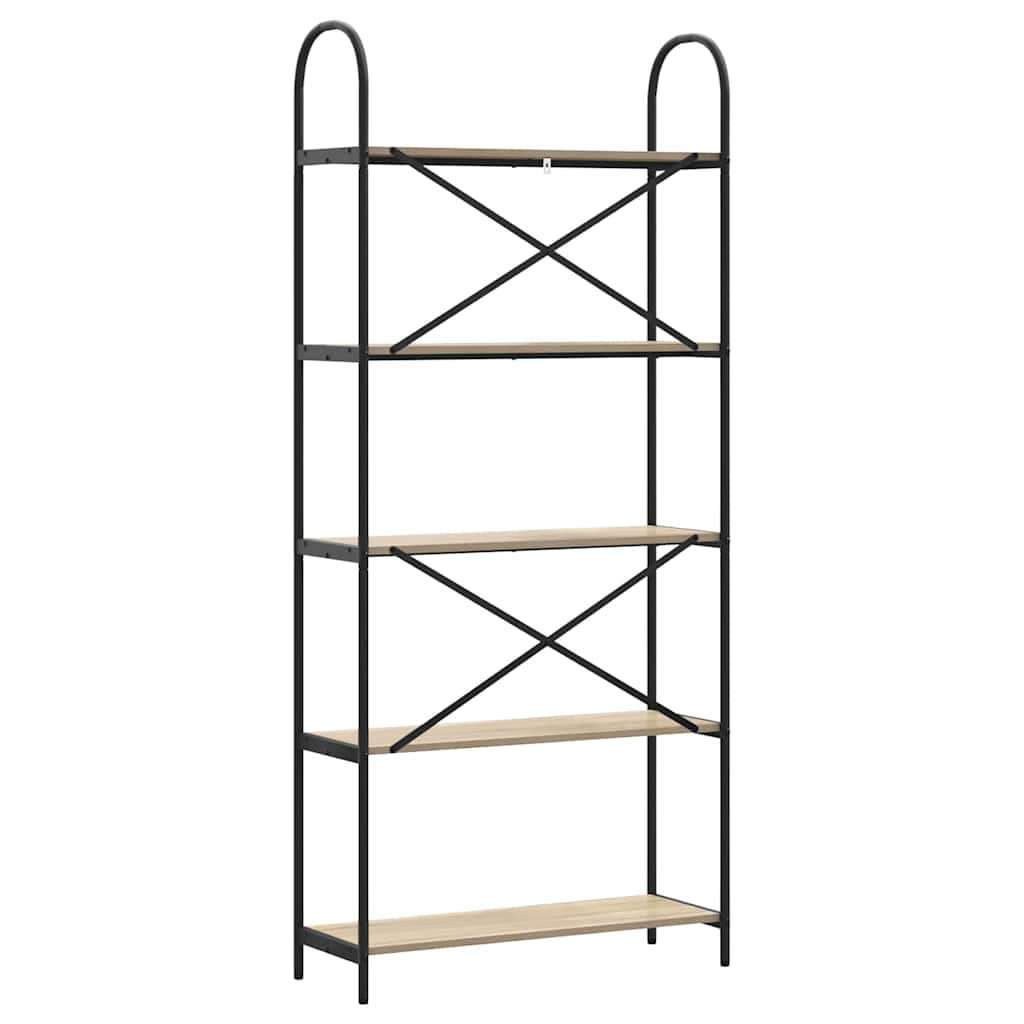 Bookshelf 5-Tier 80 x 30 x 183 cm Engineered wood Sonoma Oak