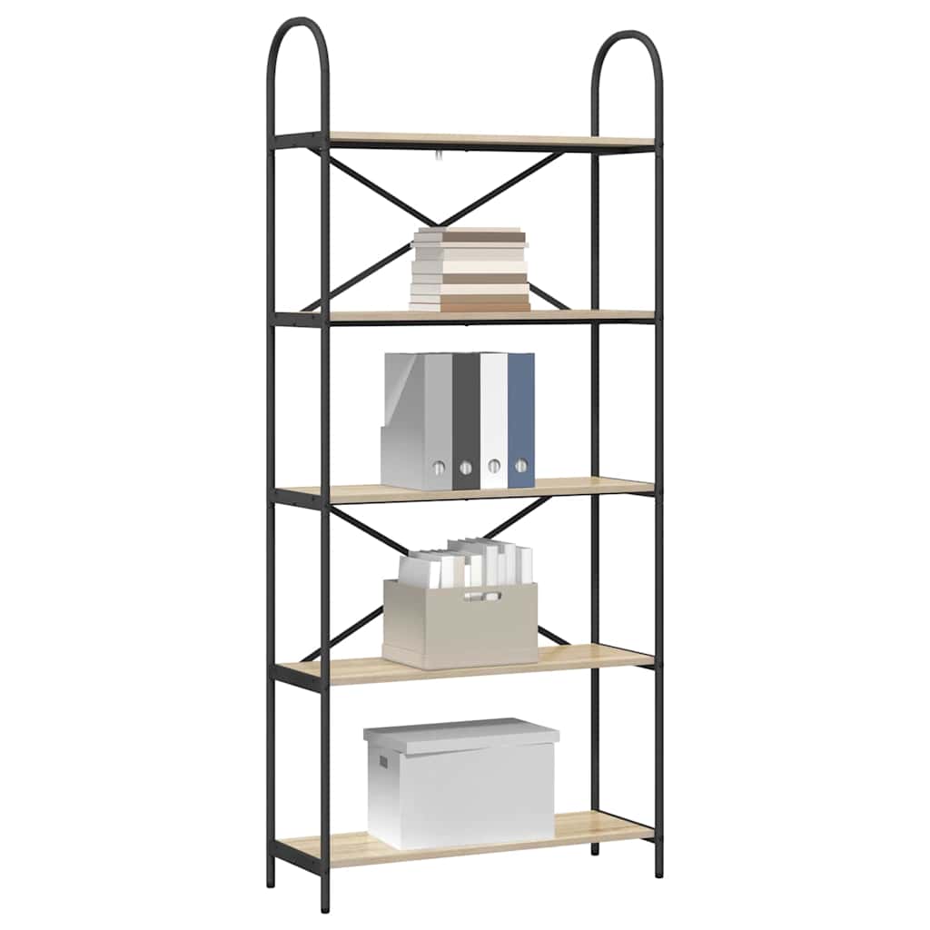 Bookshelf 5-Tier 80 x 30 x 183 cm Engineered wood Sonoma Oak