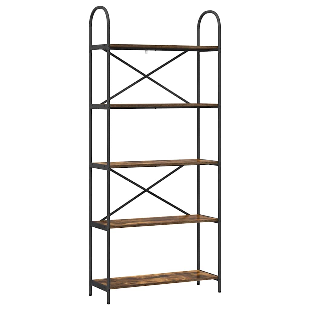 Bookshelf 5-Tier 80 x 30 x 183 cm Engineered wood Smoked Oak