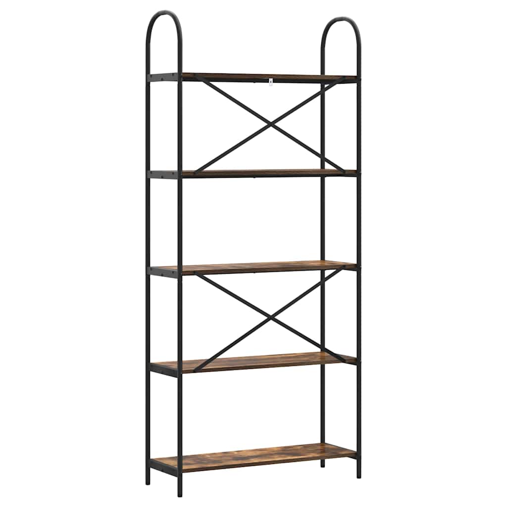 Bookshelf 5-Tier 80 x 30 x 183 cm Engineered wood Smoked Oak