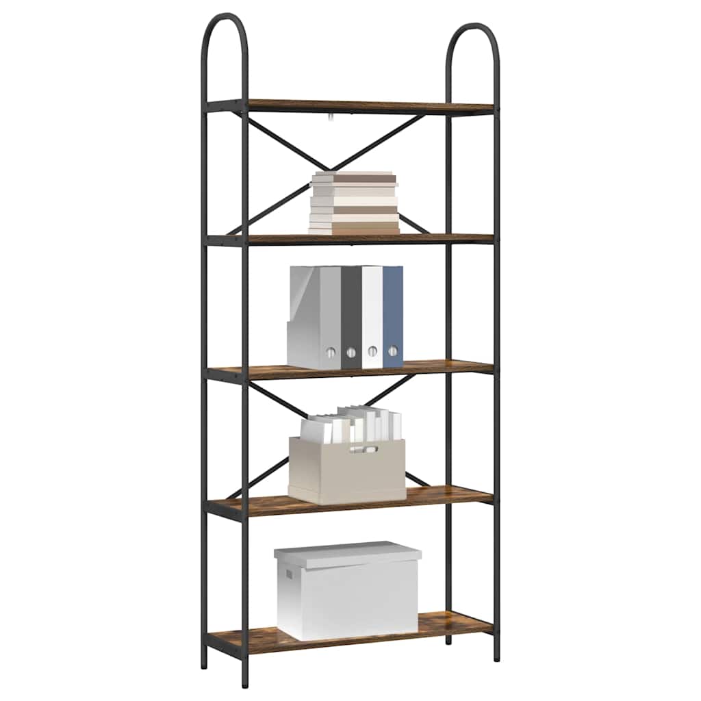 Bookshelf 5-Tier 80 x 30 x 183 cm Engineered wood Smoked Oak