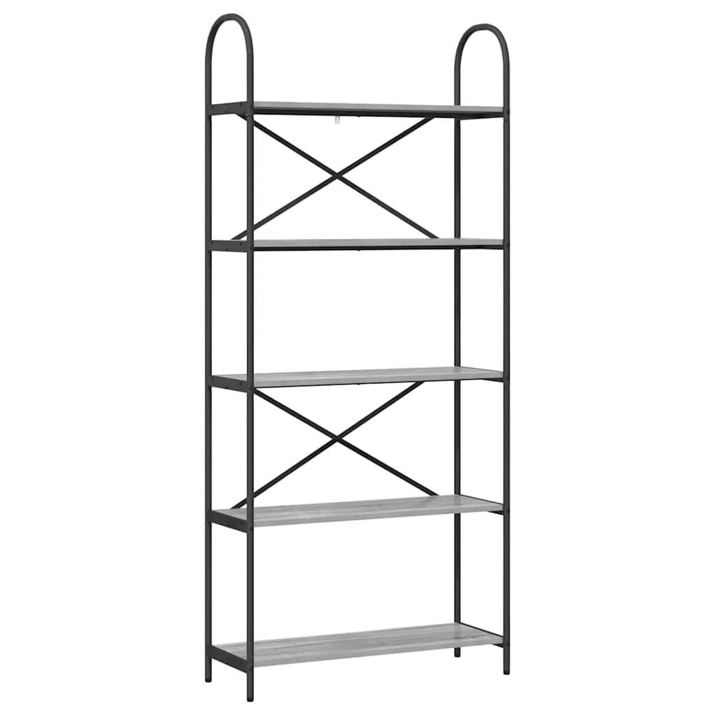 Bookshelf 5-Tier 80 x 30 x 183 cm Engineered wood Grey Sonoma