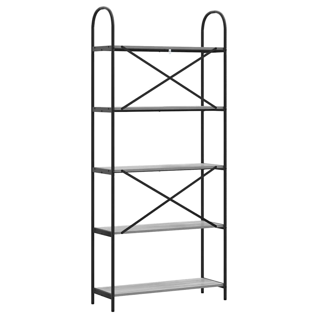 Bookshelf 5-Tier 80 x 30 x 183 cm Engineered wood Grey Sonoma