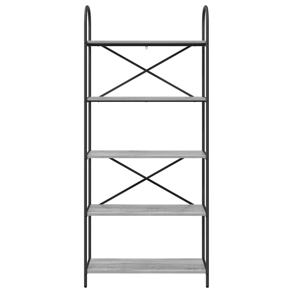 Bookshelf 5-Tier 80 x 30 x 183 cm Engineered wood Grey Sonoma