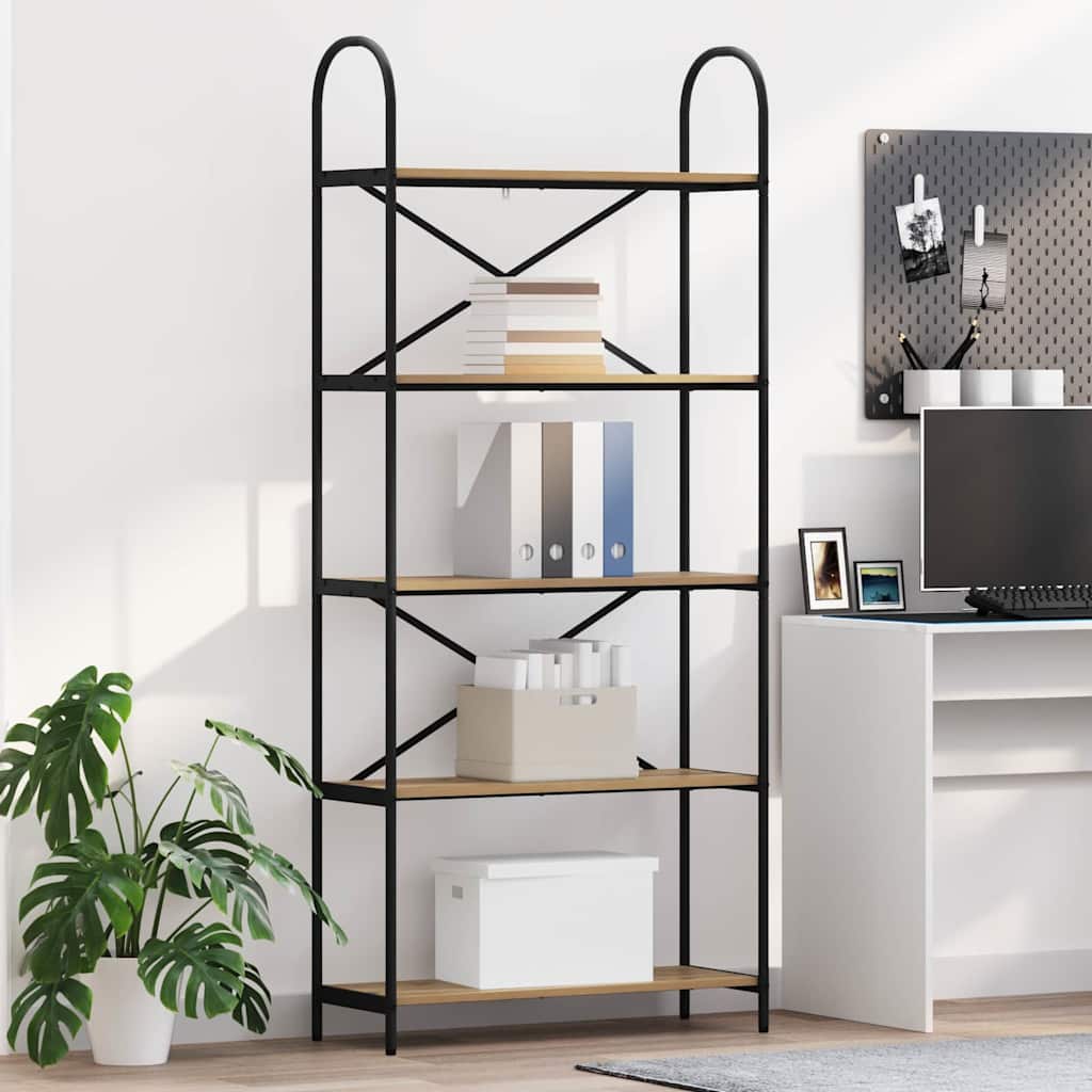 Bookshelf 5-Tier 80 x 30 x 183 cm Engineered wood Artisan Oak
