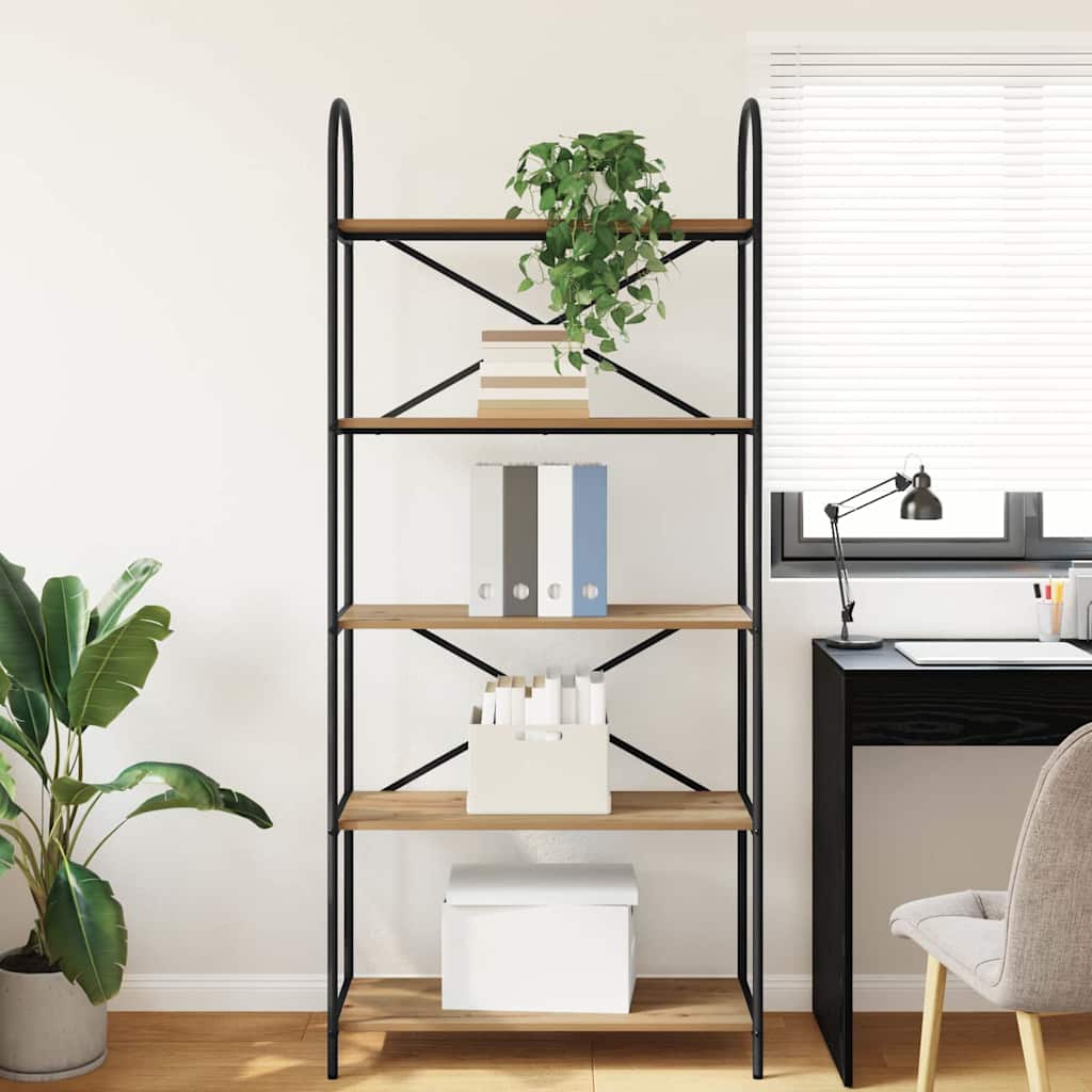 Bookshelf 5-Tier 80 x 30 x 183 cm Engineered wood Artisan Oak