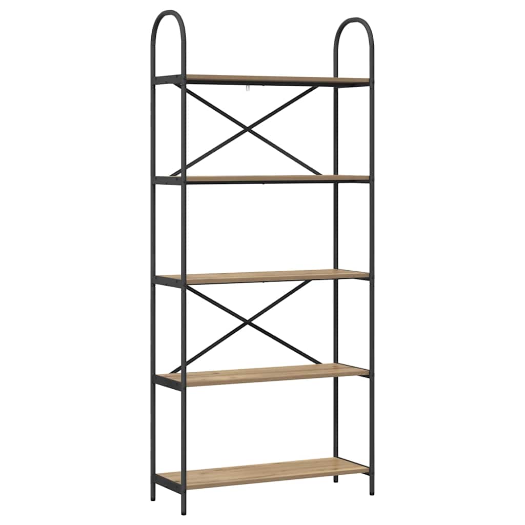 Bookshelf 5-Tier 80 x 30 x 183 cm Engineered wood Artisan Oak